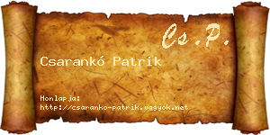 Csarankó Patrik névjegykártya